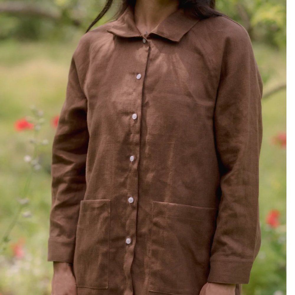Beaton linen Chore coat small, brown